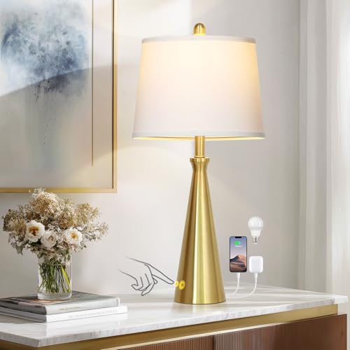 28" Modern Gold Touch Table Lamp for Living Room (C Gold-1PK)