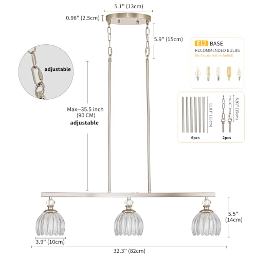 Brushed Nickel Island Light for Kitchen (3-Light / Nickel)