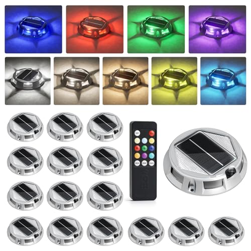 Solar Driveway Lights with Remote Control 16 Pack (9Colors / 16pack)