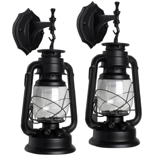 Industrial Rustic Wall Sconce Lantern Light (Black / 2pcs)