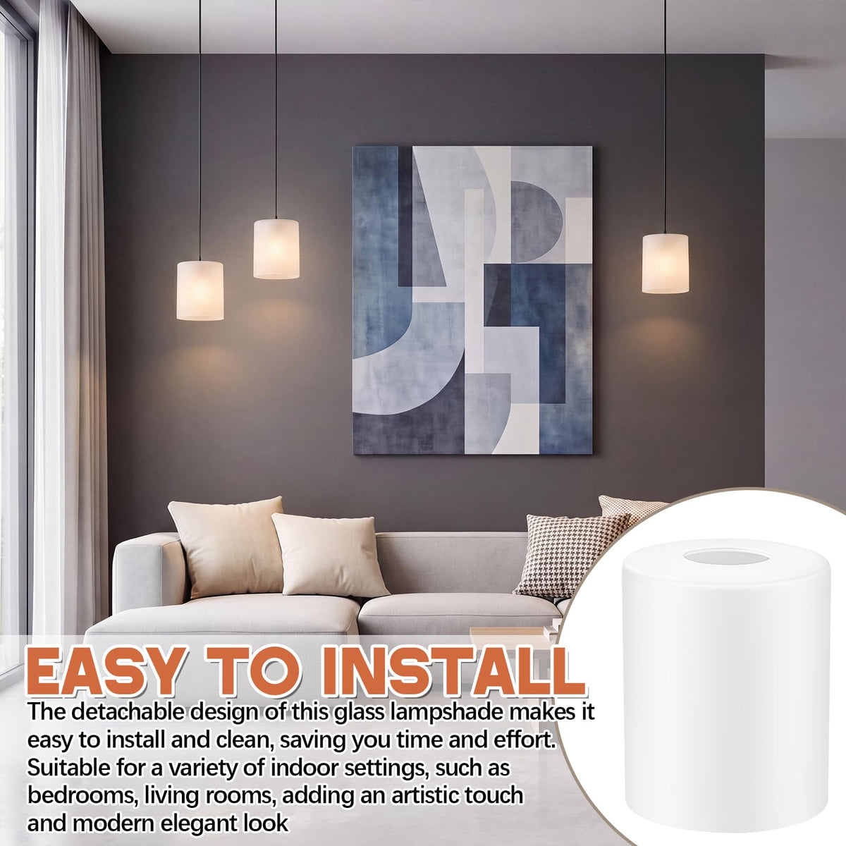 3 Pack Frosted White Glass Lamp Shade 1 (Cream White / Frosted)