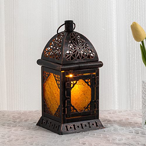 Candle Lanterns Decorative Indoor & Outdoor (Large / Amber-square - 12''h)