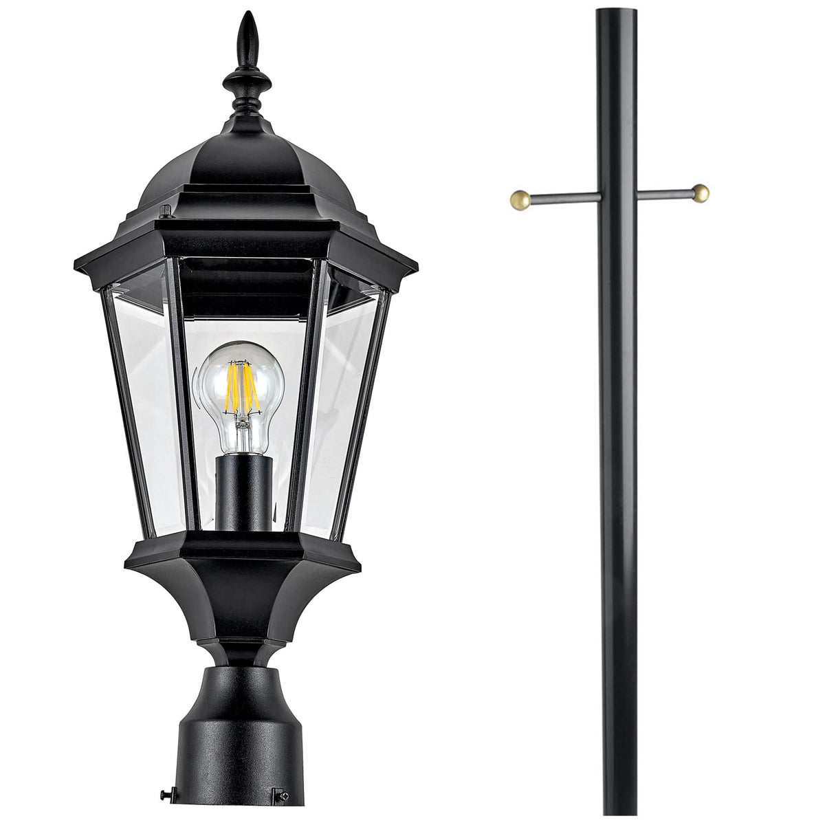 Oak Creek Outdoor Post Light and Lamp Post (Black)
