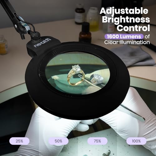 LED Magnifying Lamp with Base (Black / 7-inch Lens, Non-CCT with Base)