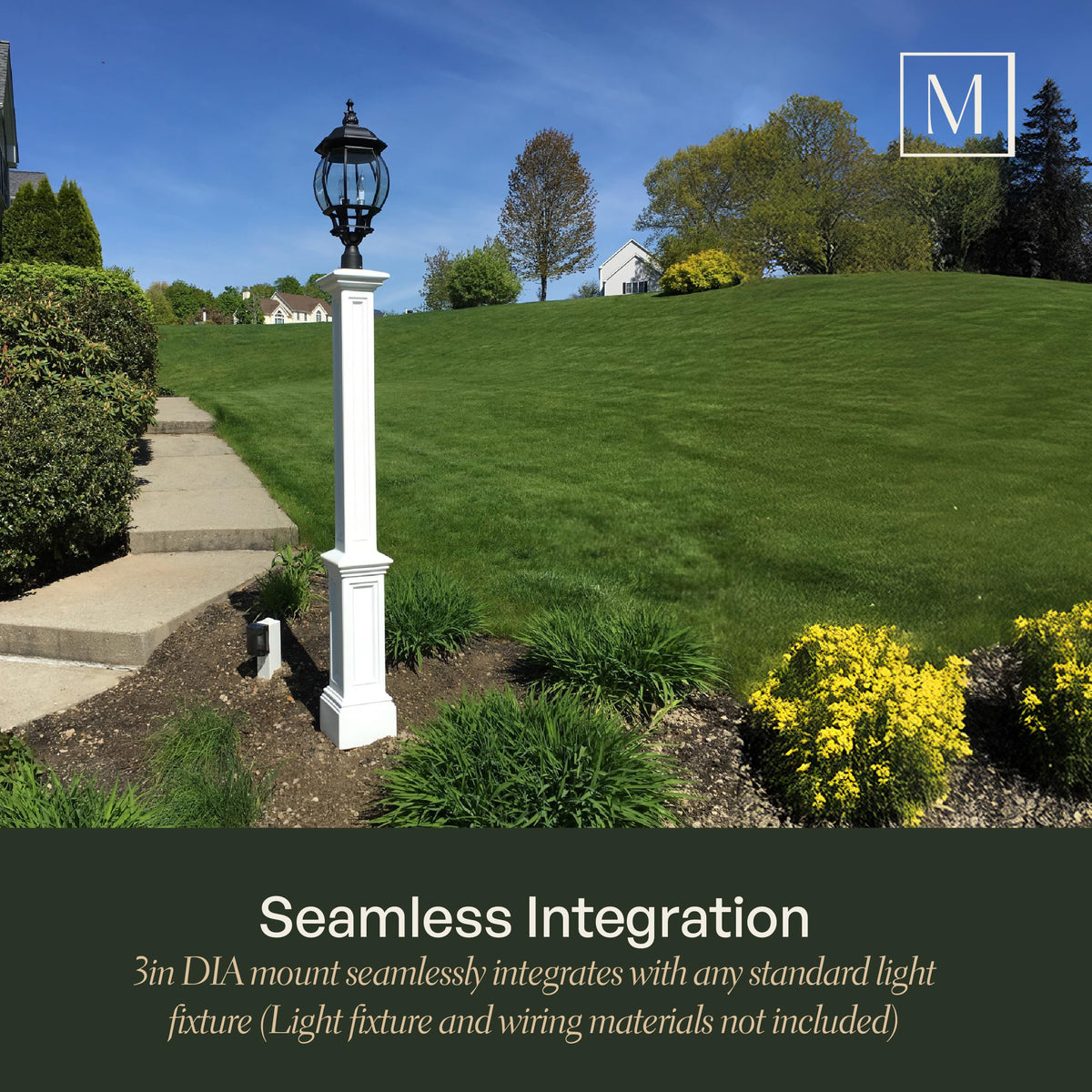 Signature Lamp Post with Post Mount (White)