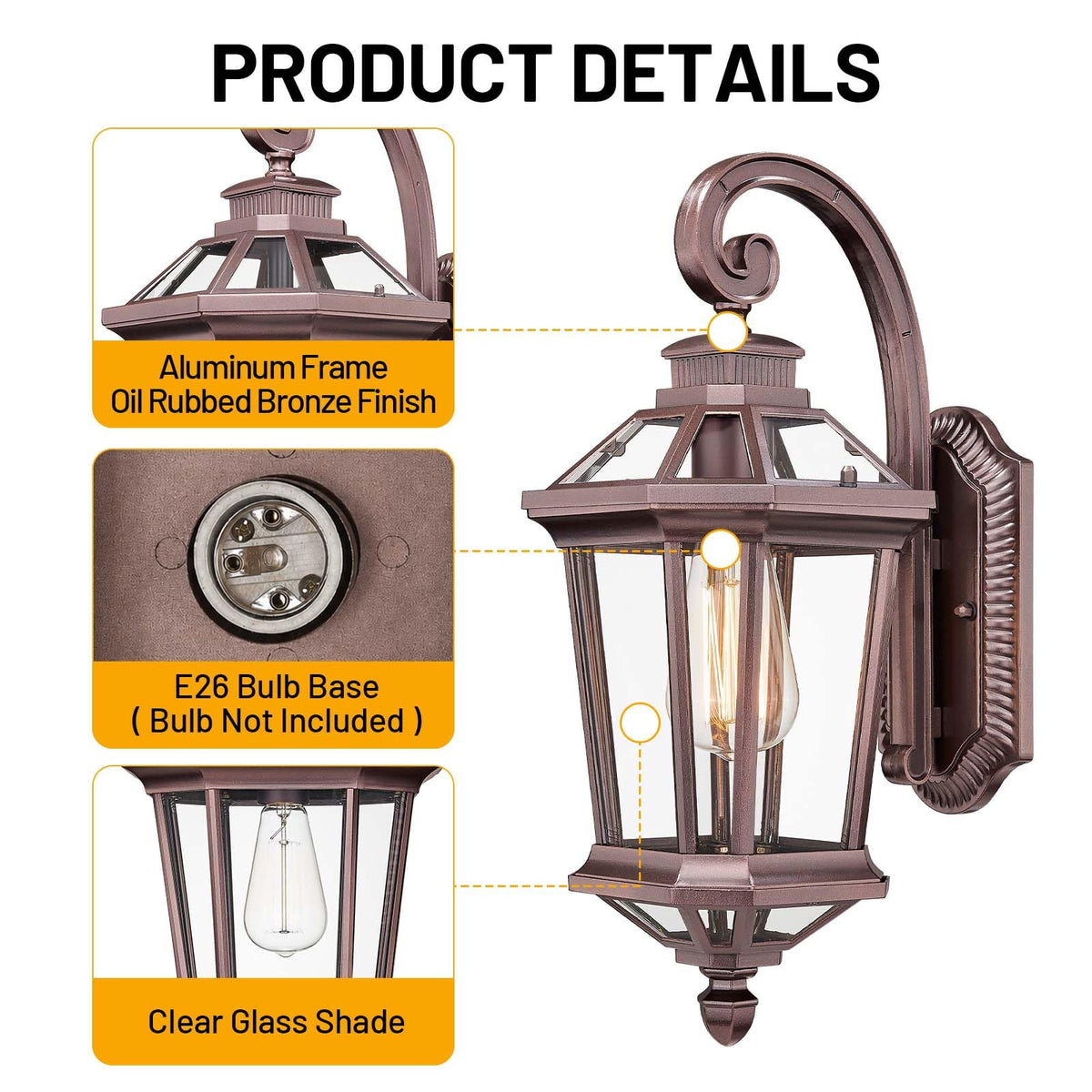Large Outdoor Wall Lights Exterior Lighting Fixtures Porch Light (Oil-Rubbed Bronze / Large)