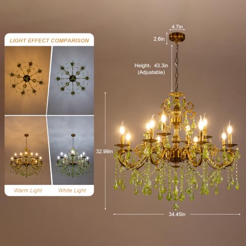 Green Crystal Chandelier (Green Crystal / 34.45")