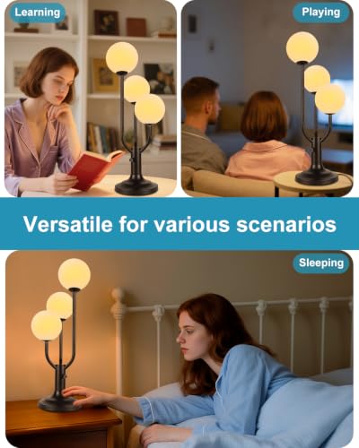 Globe Black Table Lamp for Bedroom Gift Dimmable G9 Bulbs Included (02-Black-Globe-3U)