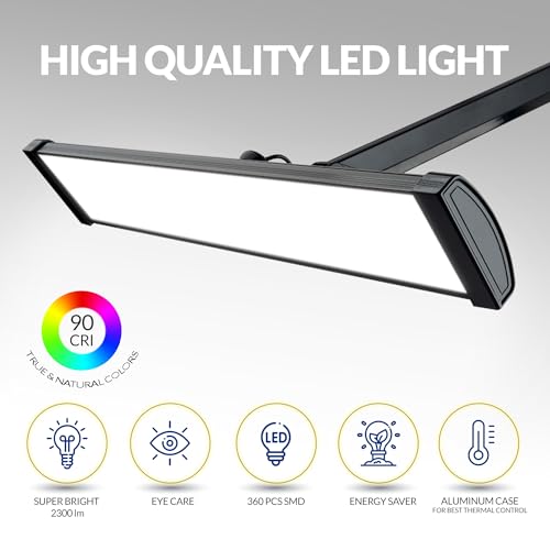 Professional LED Desk Lamp with Clamp (CCT Selectable, Dimming / Black)