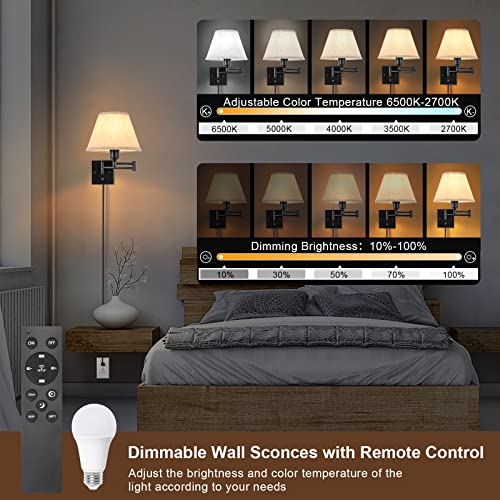 Wall Sconce with Remote Control (Beige-Remote / Medium)