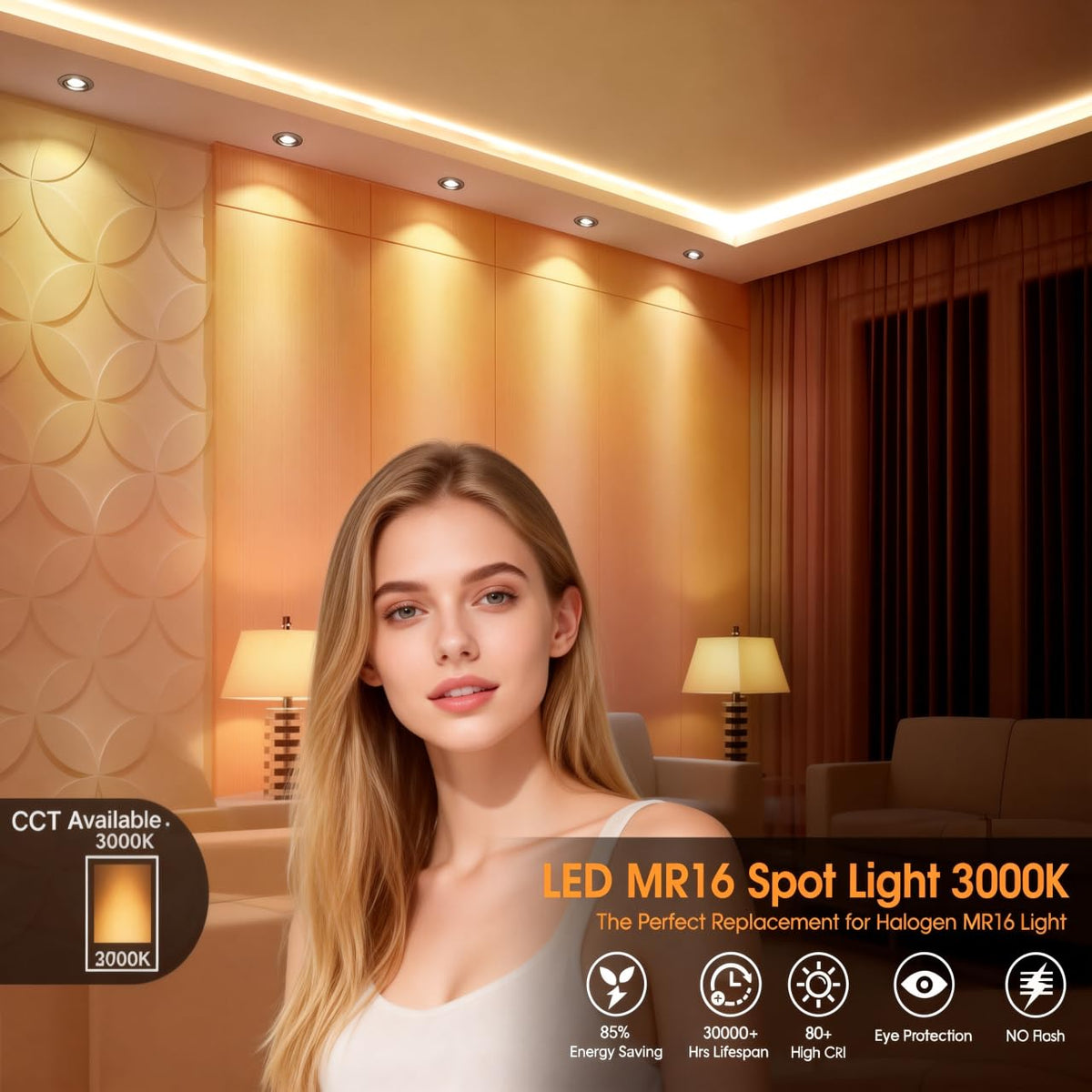 MR16 LED Bulb 5W Dimmable Upgraded Aluminum Housing & COB Chip (Black)