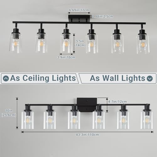 6 Light Kitchen Track Light Fixtures Ceiling Vanity Lights Black (Black / 6-Light)