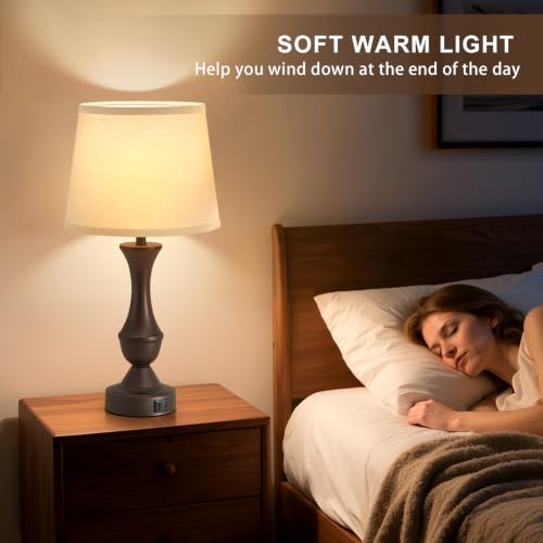 22" Table Lamp Set of 2 (Brown,Beige / 22in)