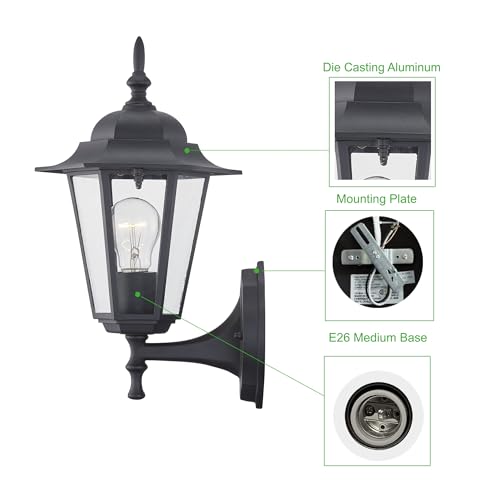 Outdoor Wall Lantern (1 Pack / Black)