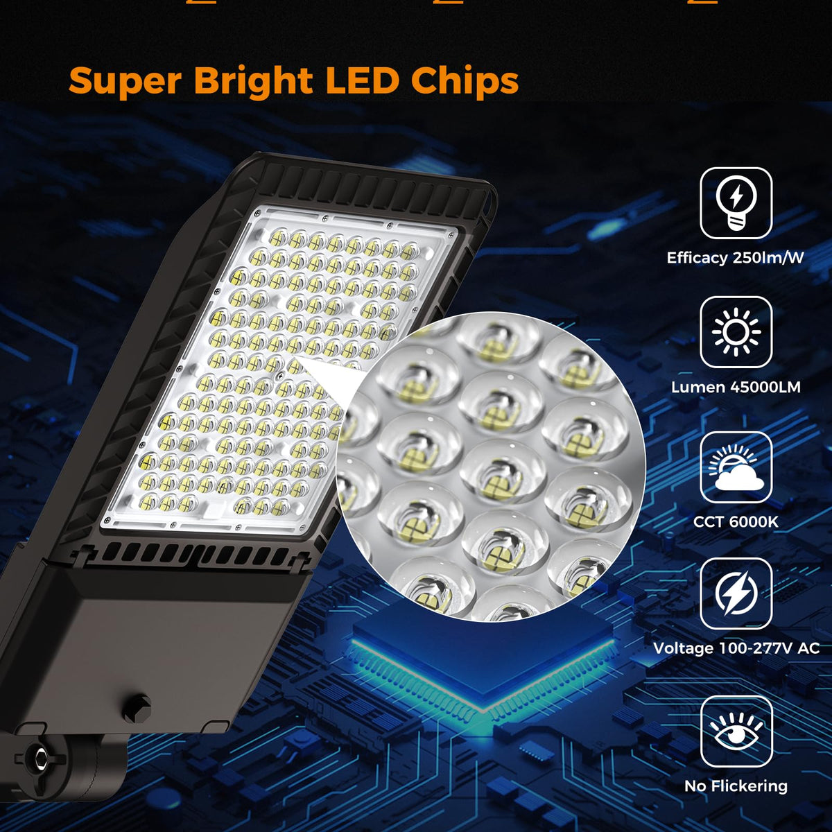 180W LED Parking Lot Light 45000LM Outdoor Street Lights 2 Pack