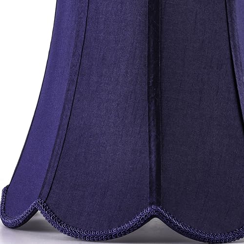 Scalloped Lamp Shade for Table Lamps 1 Pc (Blue-natural faux silk / 8"×13"×11" (Spider)-1 pc)