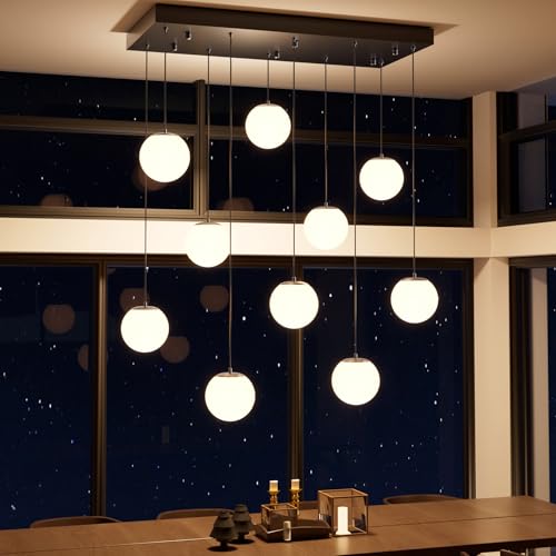 Modern Rectangular Chandelier (Black-White / Rectangle 10-Light)