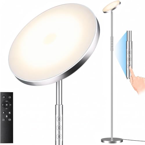 Floor Lamp Upgraded 40W 4000LM Super Bright Torchiere LED Floor Lamps for Living Room (Brushed Nickel)