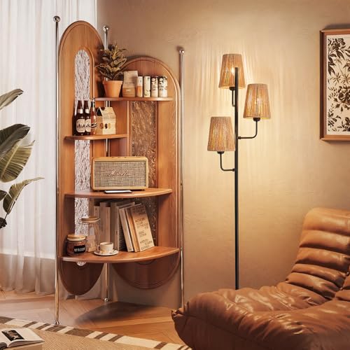 Boho Rattan Floor Lamp (Gold-Rattan 5)