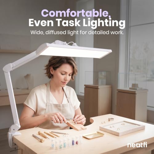 Pro LED Task Lamp with Clamp (White-5 / 24-Inch Wide Shade)