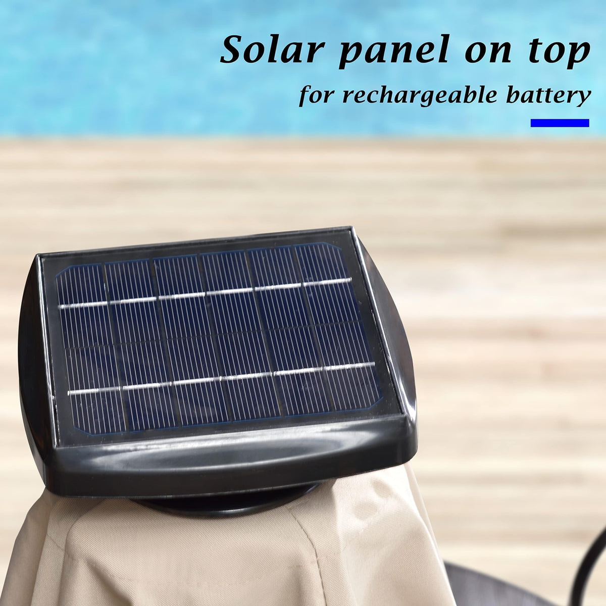 Patio Umbrella 10' X 10' Double Top Solar LED (Sunbrella Taupe / 10' X 10' (Preminum))