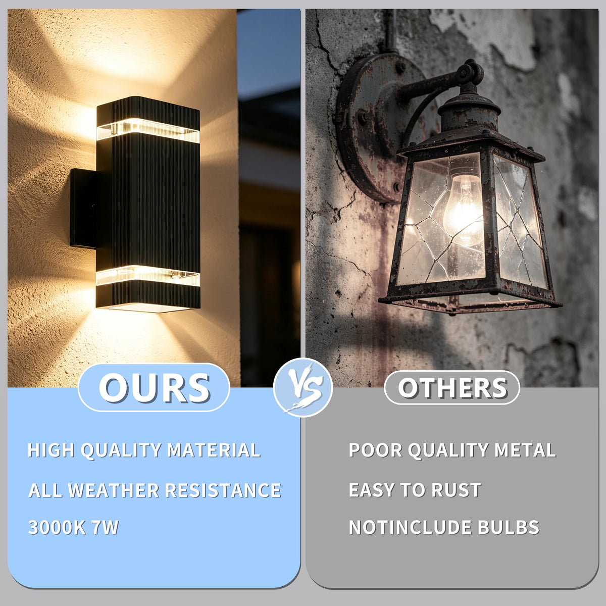2 Pack Outdoor Wall Lights (1 Layer / 2 Packs-Black)