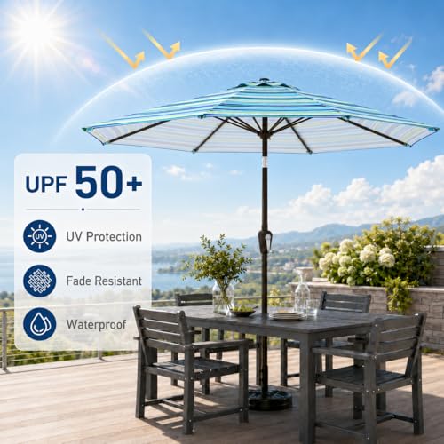 10FT Solar Patio Umbrella with Lights