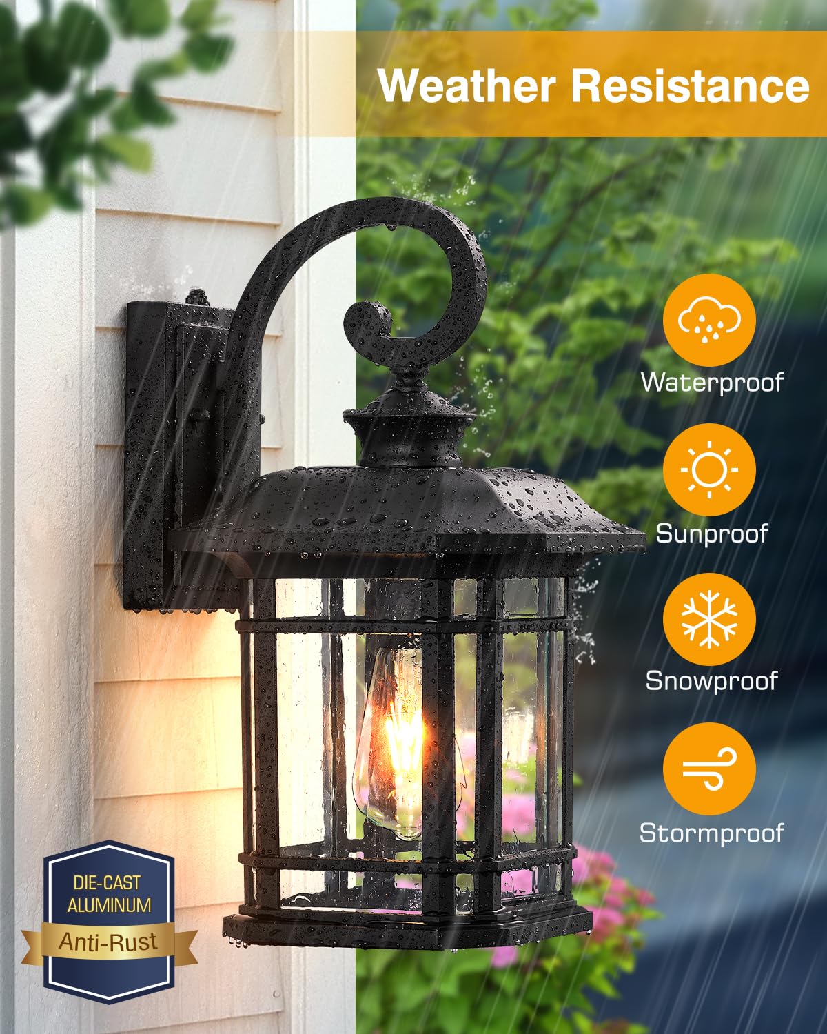 16.7" Large Black Dusk to Dawn Outdoor Lighting (Black / 16.7 in Large Dusk to Dawn 1 Pack)