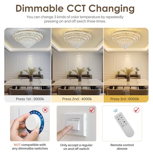 Large LED Crystal Raindrop Ceiling Light (Gold / 30 inches)