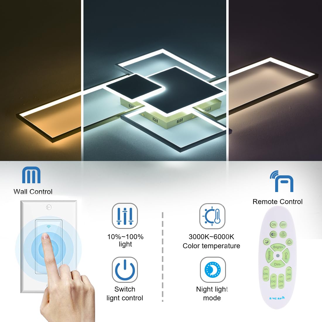 Modern Ceiling Lights for Living Room Gold Geometric LED Ceiling Light Flush Mount (Gold / Large,L43xW28in)