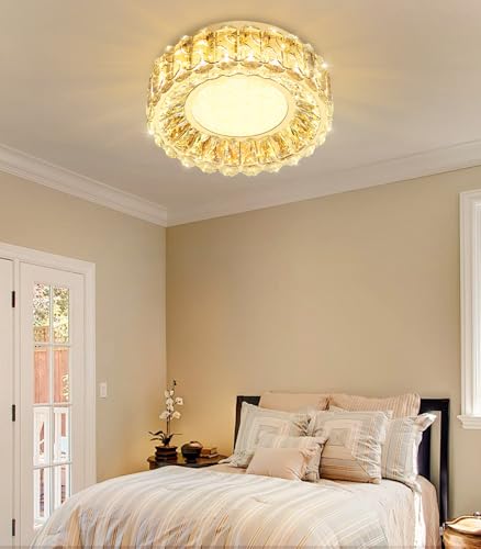 Modern Crystal Chandeliers for LED Dimmable Pendant Lighting Flush Mount Light Living Room