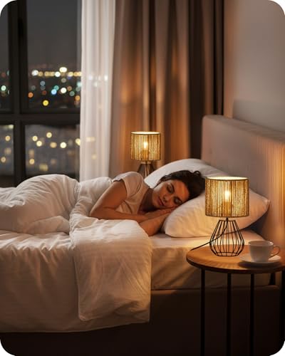 Rattan Table Lamp (Striped + Black)