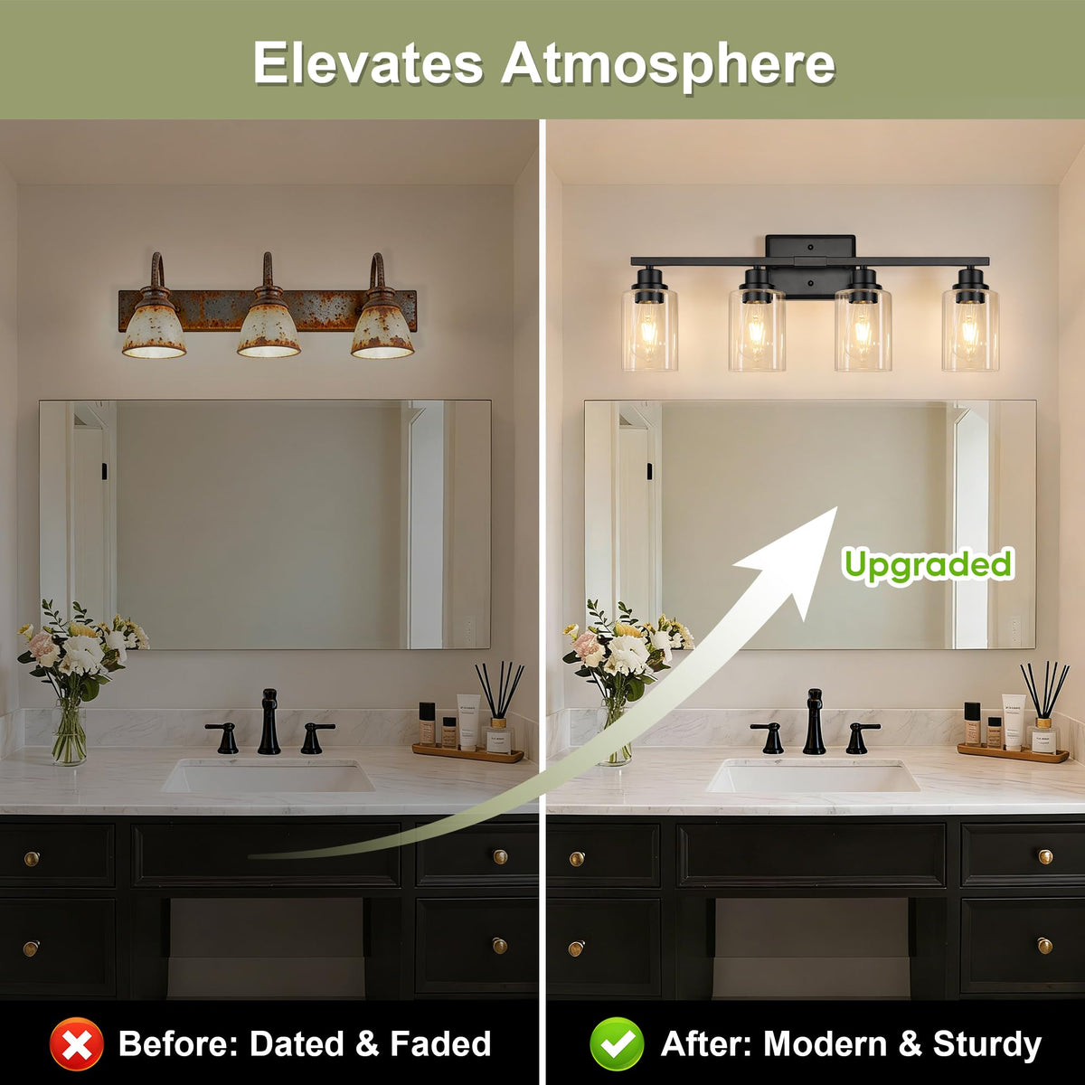 Modern Bathroom Light Fixtures (Black / 4 Light)