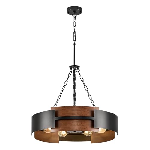 Industrial Drum Chandelier Round Metal Pendant Light Fixture