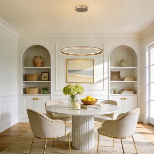 Modern Dimmable LED Chandelier (Gold / W24"-2 Ring)