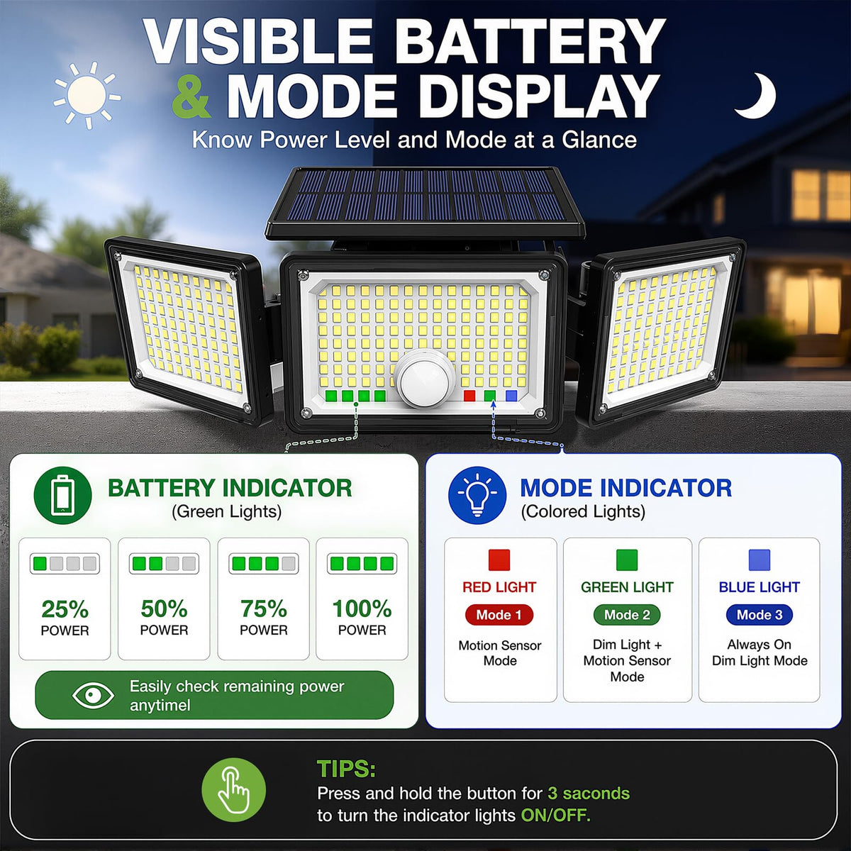 Solar Outdoor Lights with Remote Control (Cool White / 2P Remote)