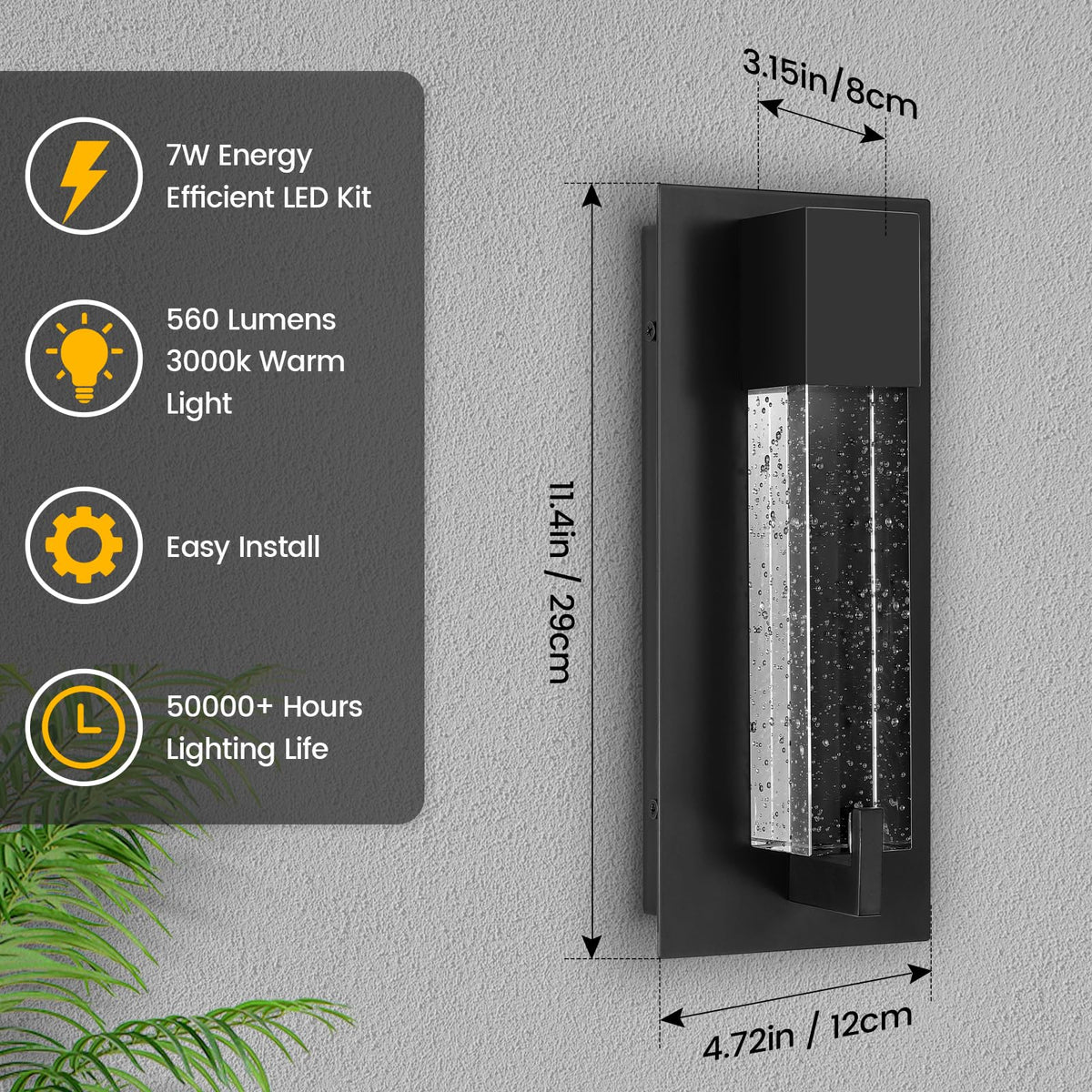 LED Wall Sconce Light (Black 11")