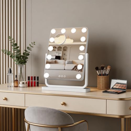 Vanity Mirror with Lights (White / 18"L x 15"W)