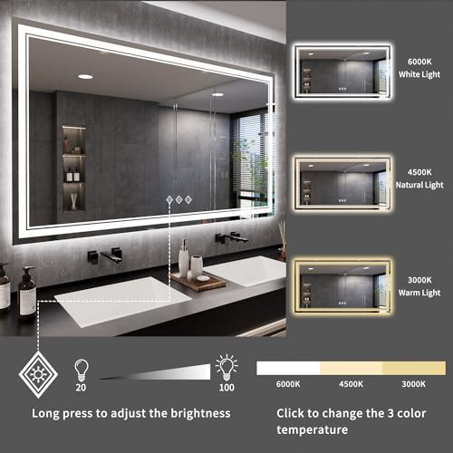 Bathroom Mirror (Front and Backlit / 72"L x 40"W)