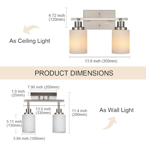 2 Light Track Light Fixtures Wall Sconce Lighting (Brushed Nickel / 2-Lights)