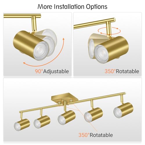 5 Light Track Lighting Fixtures Ceiling (5 light-gold)