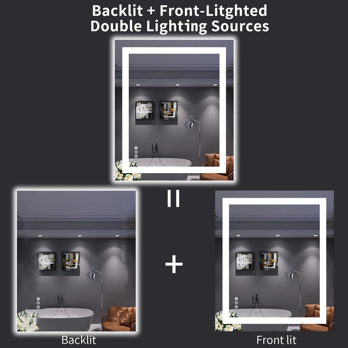30X36 LED Bathroom Mirror with Lights (Led / 30"L x 36"W)