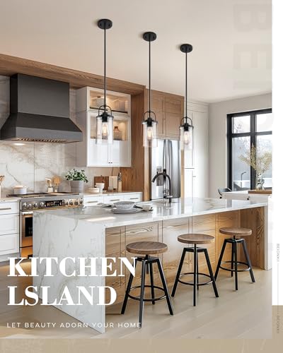 2 Pack Glass Pendant Lights Kitchen Island (Matte Black / 2 Pack)