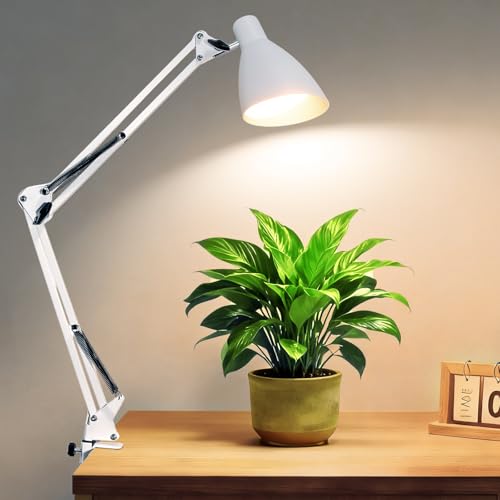 Swing Arm Desk Lamp with Clamp (White / Standard)
