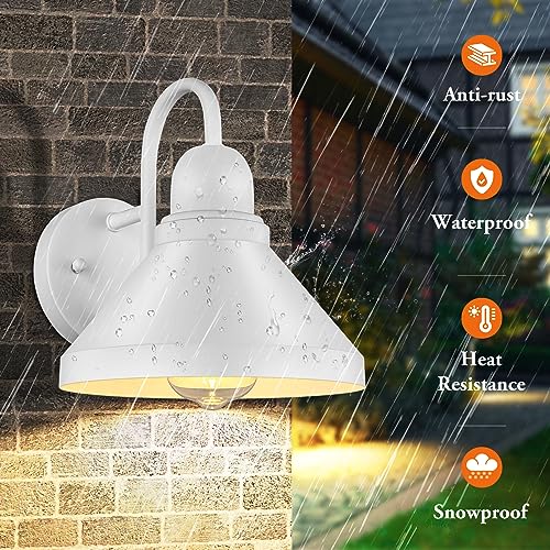 Gooseneck Outdoor Wall Lanterns (White / 9.25IN)