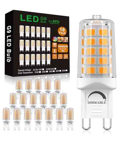 Dimmable G9 LED Bulb 4W 2700K Soft Warm White 18 Pack