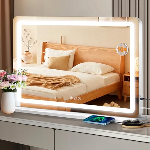 32"x24" Vanity Mirror with Lights (White / 32"L x 24"W)