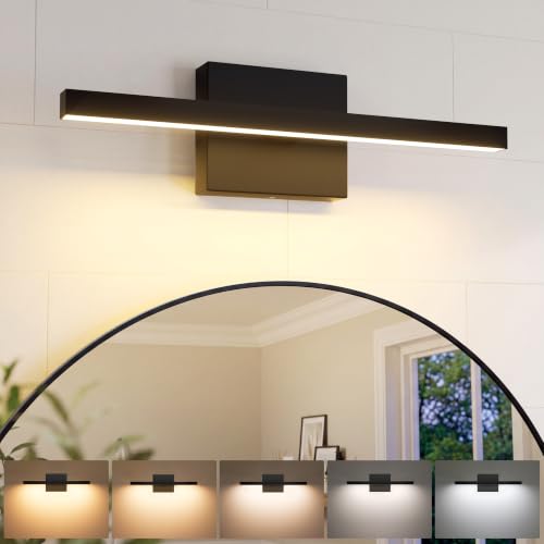 Modern Bathroom Vanity Light Dimmable 5CCT 110V LED Bathroom Lights Over Mirror Black