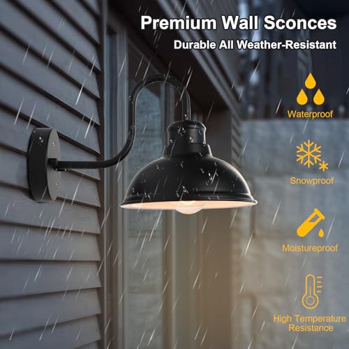 Barn Light Outdoor Wall Lights 8" Exterior Lighting Fixtures 2 Pack (8*7.75*12.75 inches)