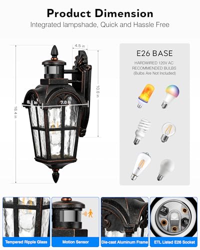 Outdoor Motion Sensor Light (Oil-Rubbed Bronze / 1-pack)
